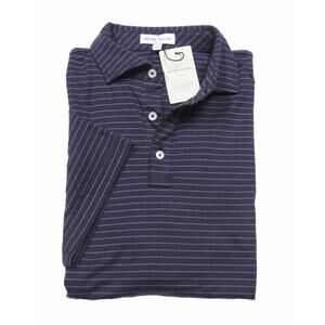 Peter Millar Crown Pilot Mill Cedar Navy Stripe Pima Cotton Polo Shirt XL NWT